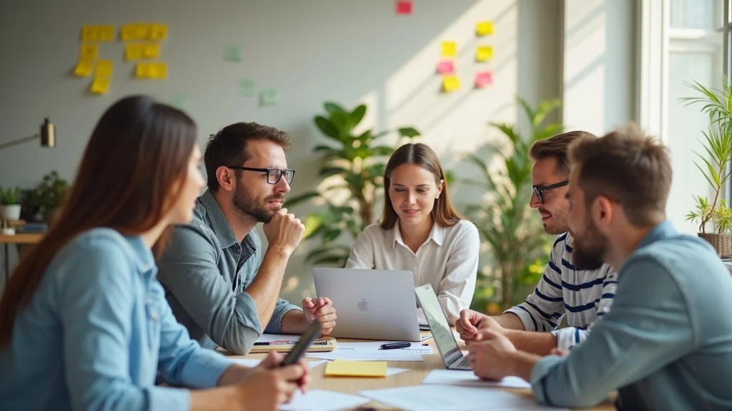Startup growth strategies: motivated startup team having a brainstorming session in a creative co-working space