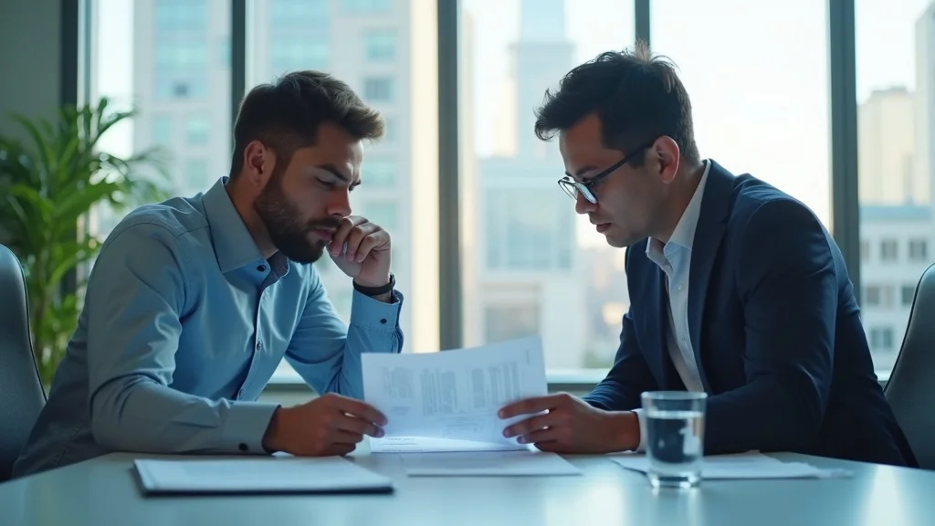 Startup founder reviewing term sheet with legal advisor managing due diligence to build investor confidence