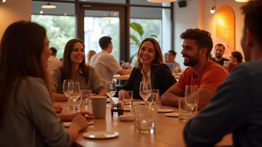 Vibrant startup networking event at a modern Orange County coworking space, energetic entrepreneurs collaborating, Orange County startup ecosystem map events