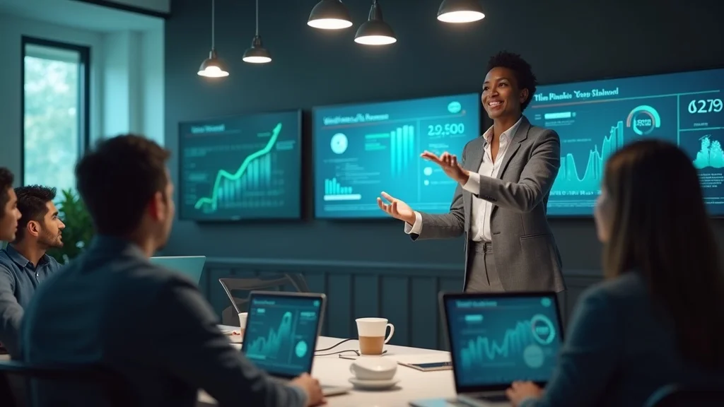 Innovation manager presents ROI-focused pitch—internal champion strategy for county startups