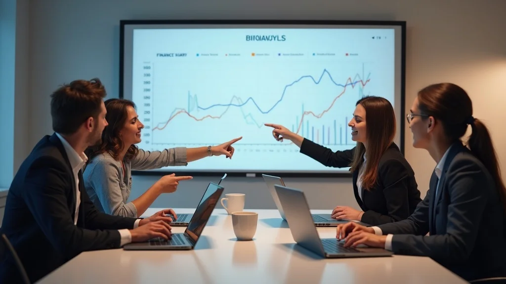 Startup finance team reviewing burn rate and runway reports in conference room
