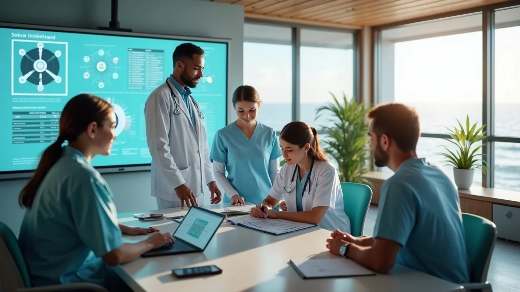 Tebra healthtech SaaS team, tech startup professionals collaborating on medical data, Newport Beach office with coastal view