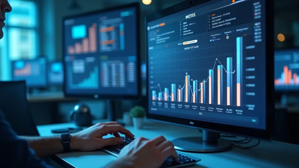 Person analyzing startup metrics on computer screen displaying financial charts and data, emphasizing performance indicators for investor readiness.