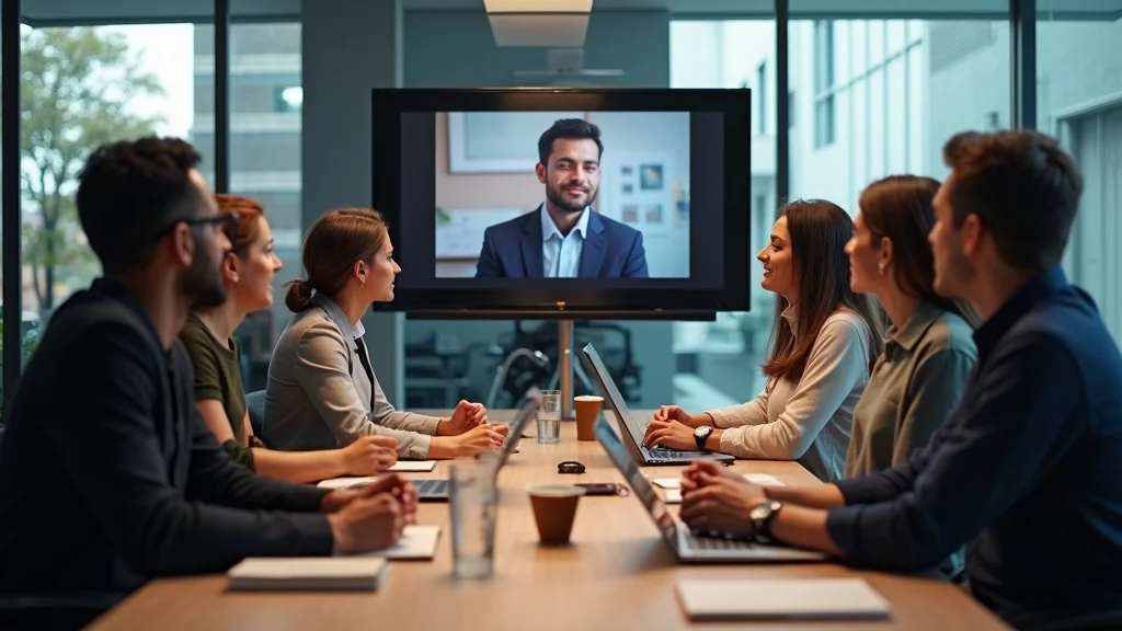 Startup marketing team reviewing founder interview video—Spotlight on Startups delivered brand storytelling content, conference room, digital devices.