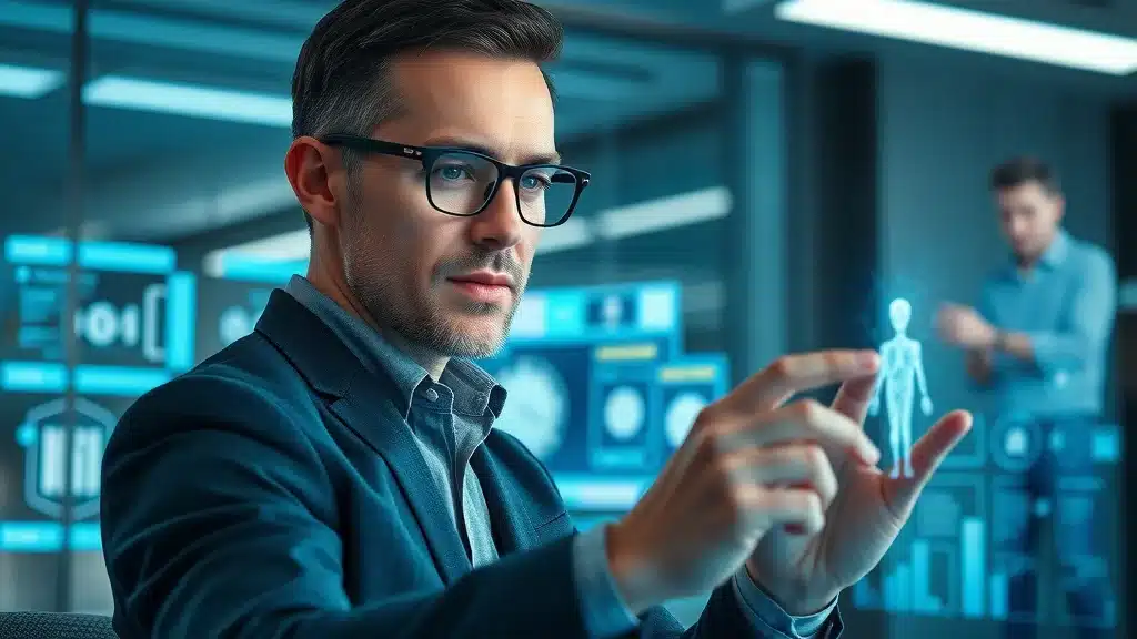 B2B buyer discovery and evaluation through AI chatbot interaction in modern office