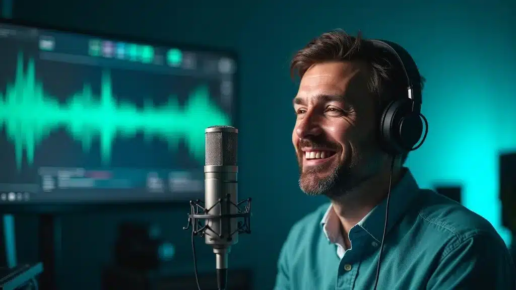 founder building ai brand authority by sharing original expertise in an ai-powered podcast studio