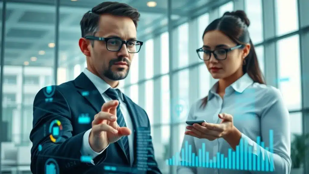 Innovative digital business landscape showcasing AI-driven analysis in B2B visibility