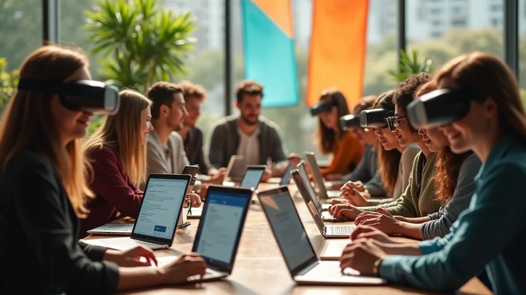 Lively Orange County SaaS community tech event, founders and university students collaborating at campus center, community-driven retention and customer experience on display