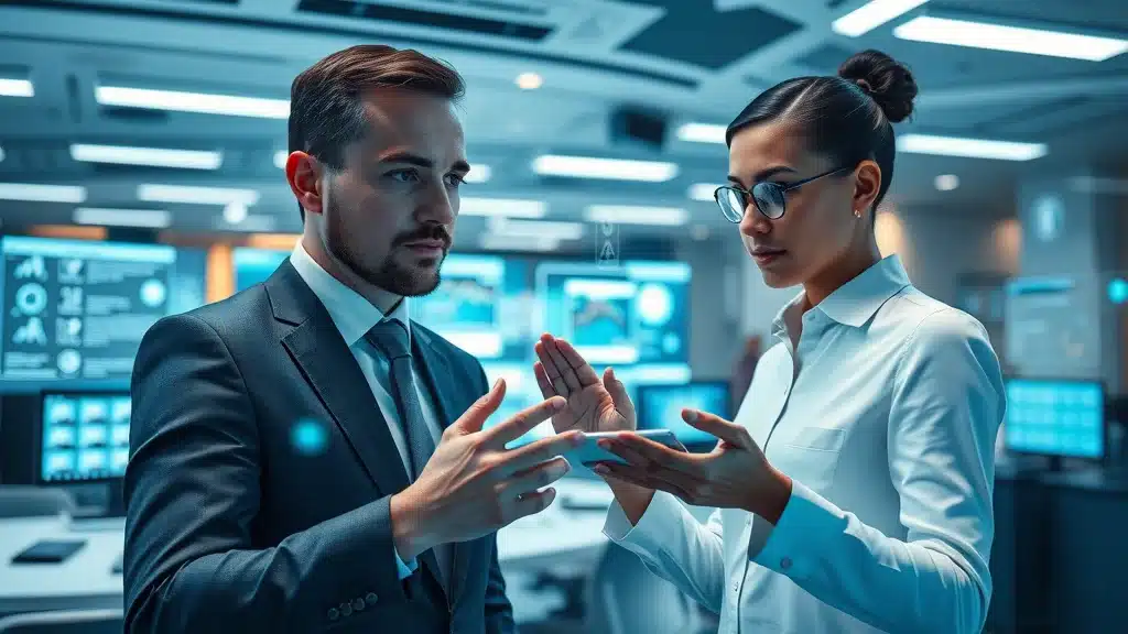 Dynamic digital sales room with buyers interacting with AI tools for B2B visibility