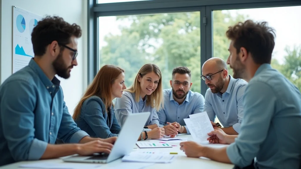 startup fundraising tips modern coworking office determined team reviewing financial documents and pitch deck