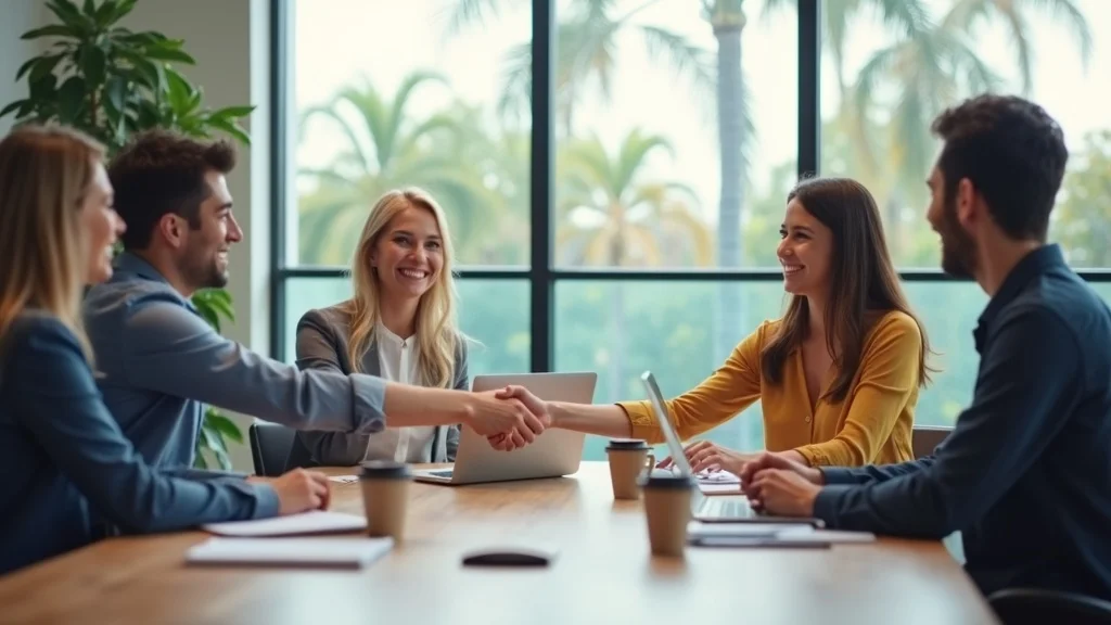 Newport Beach startup team interviewing a candidate in coworking office - startup founder, tech startup, orange county