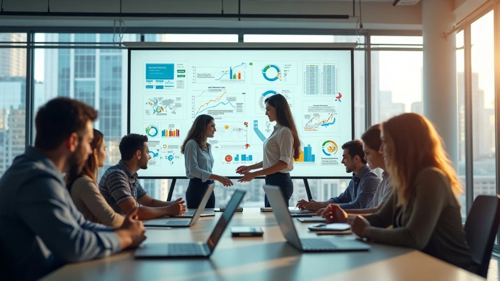 Energetic group of diverse young professionals in a modern Anaheim tech office brainstorming around a digital whiteboard filled with tech diagrams – anaheim tech startup growth guide workspace