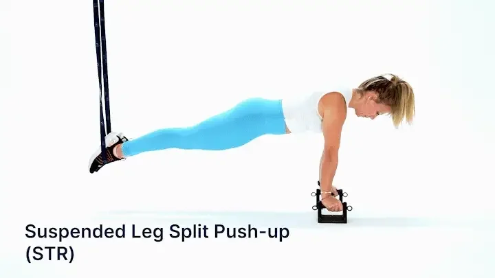 Athletic woman using the Olympus Grip SMART device performing strength training with real-time data capture.