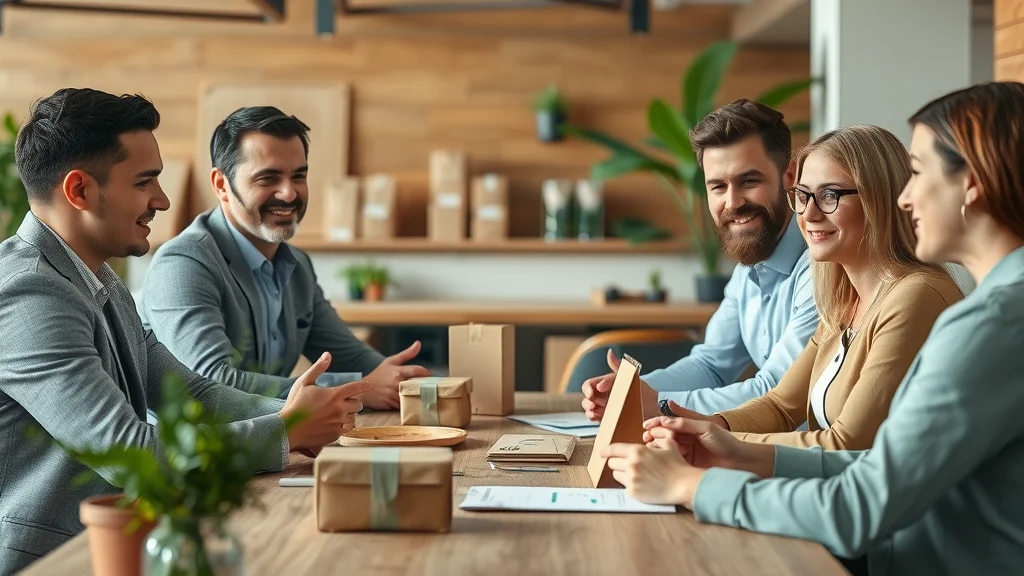 Brand leaders and Sustnbl consultants collaborating on eco-friendly packaging solutions