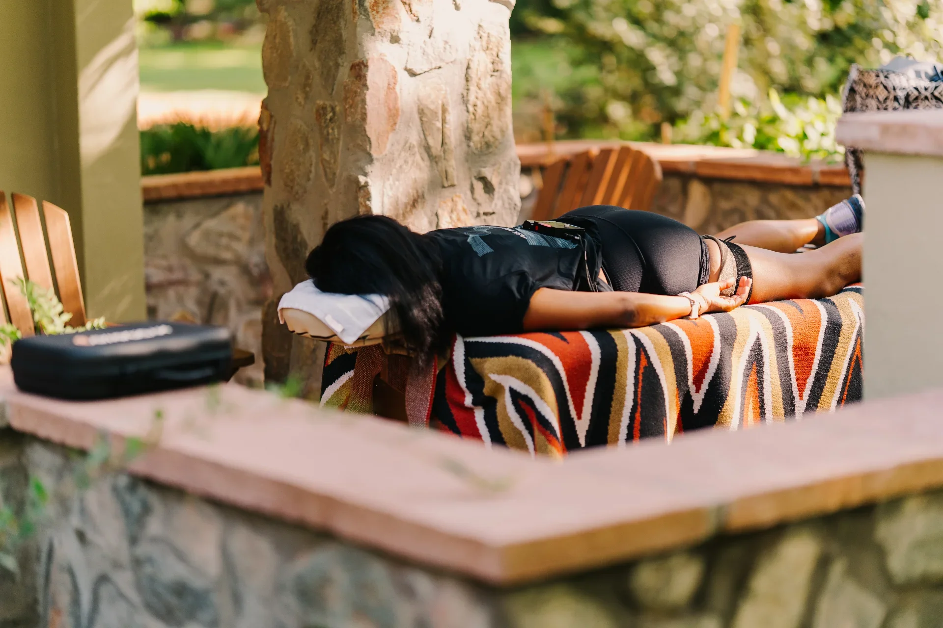 Engaged patient using mobile physical therapy app to track progress in a bright home environment