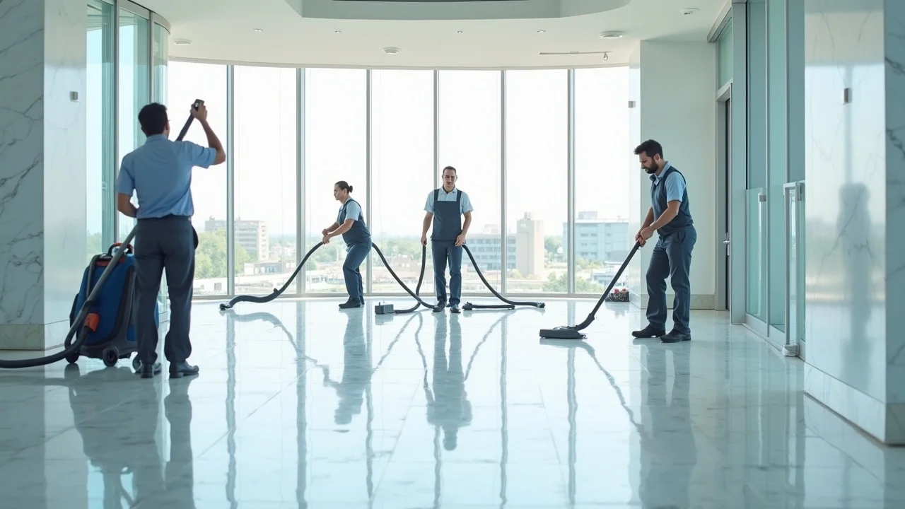 Construction cleanup experts finish a dust-free commercial site for general contractors