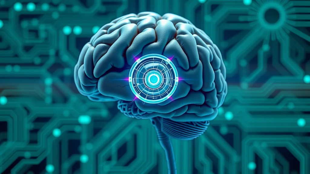 Detailed AI brain with machine vision lens symbolizing AI automated optical inspection system