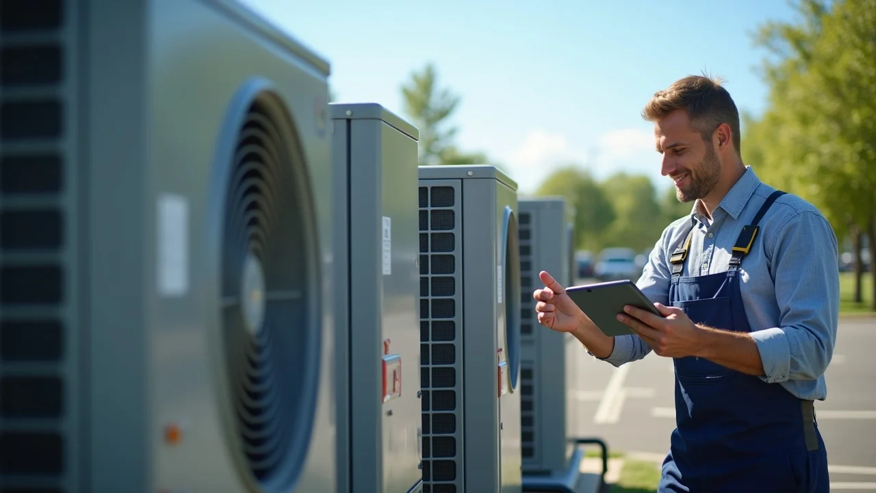 Modern commercial HVAC system in summer operation with expert HVAC maintenance advice