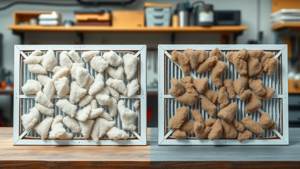 Comparison of clean versus clogged commercial HVAC air filters illustrating expert HVAC maintenance advice