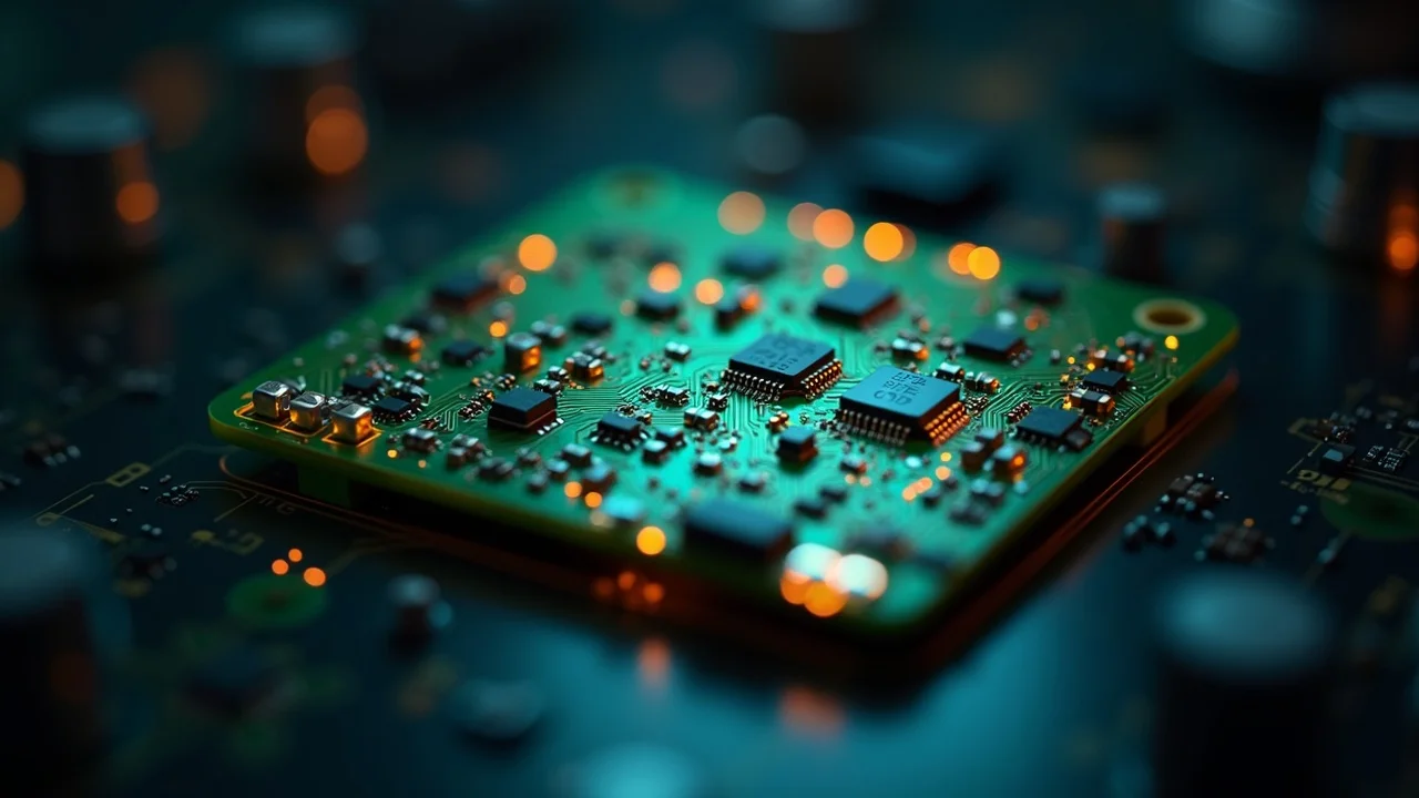 Miniaturized electronic device with densely packed PCB featuring embedded resistive materials