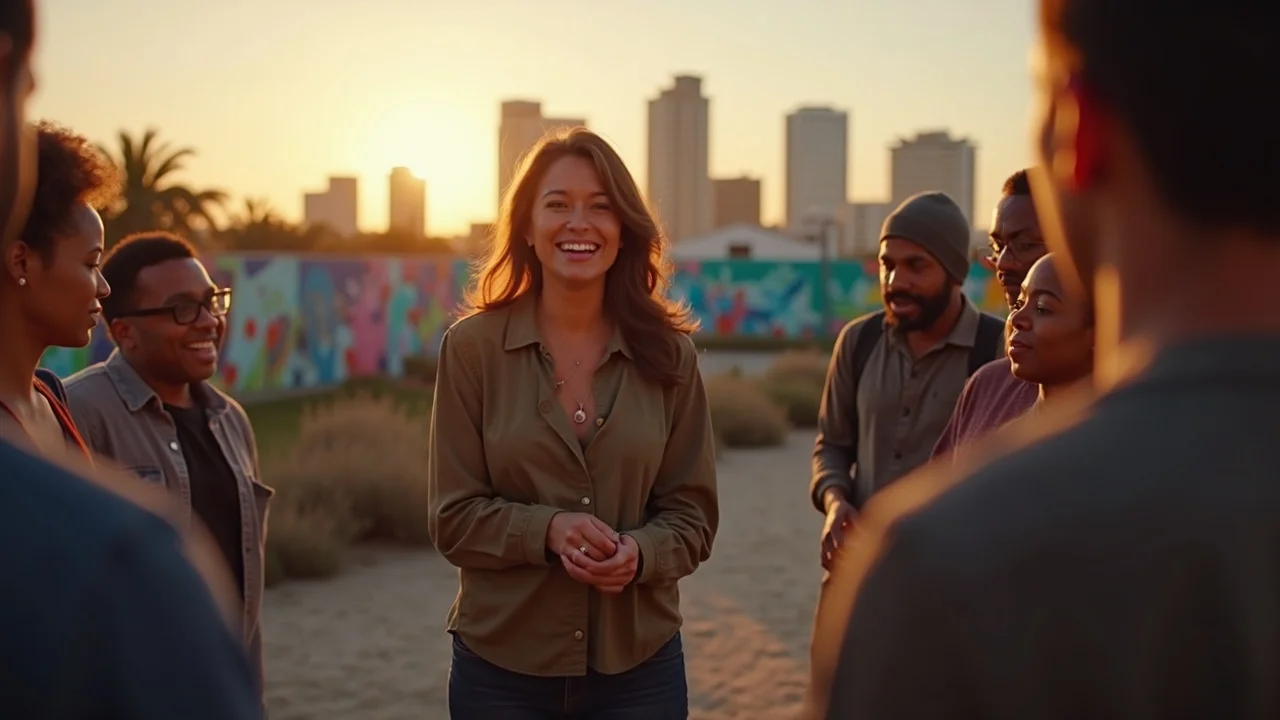 future of business texting inspired by a startup founder sharing vision with a diverse community group in Long Beach