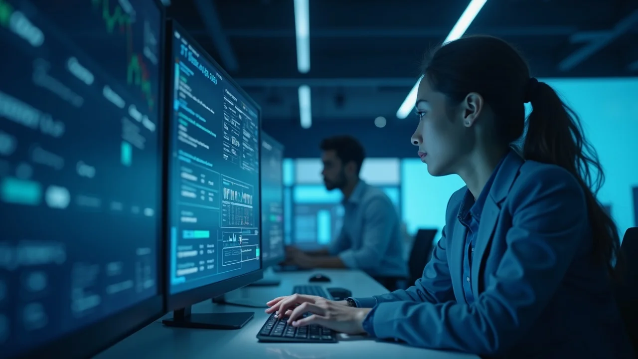 Futuristic digital interface illustrating AI-powered search engine results with AI overview and synthesized answers highlighting the future of AI search