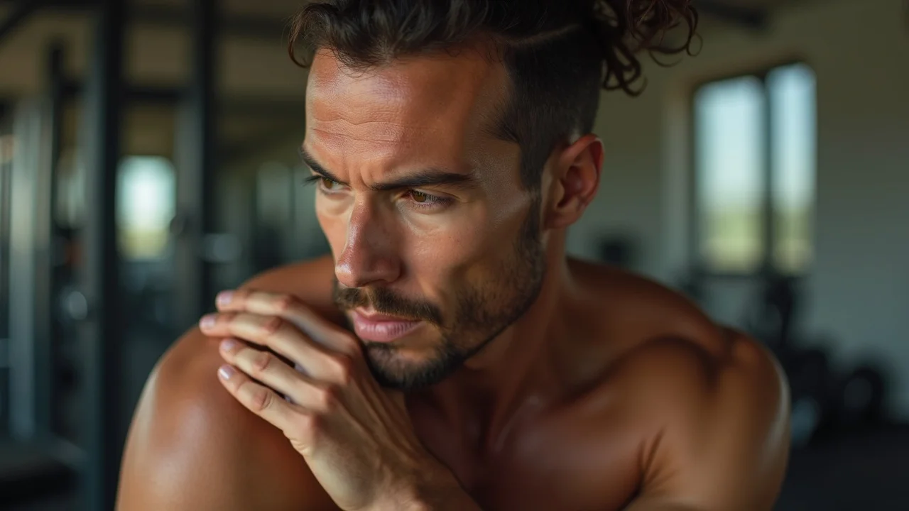 dynamic athlete applying CBD cream post-workout for physical recovery and inflammation relief