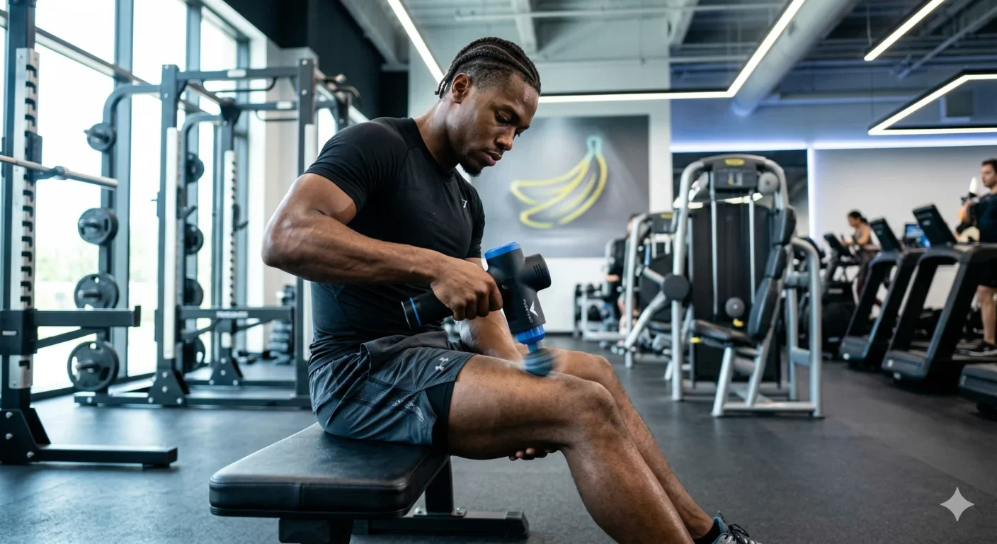 Athlete using advanced recovery technology post-workout to enhance muscle recovery and inflammation reduction