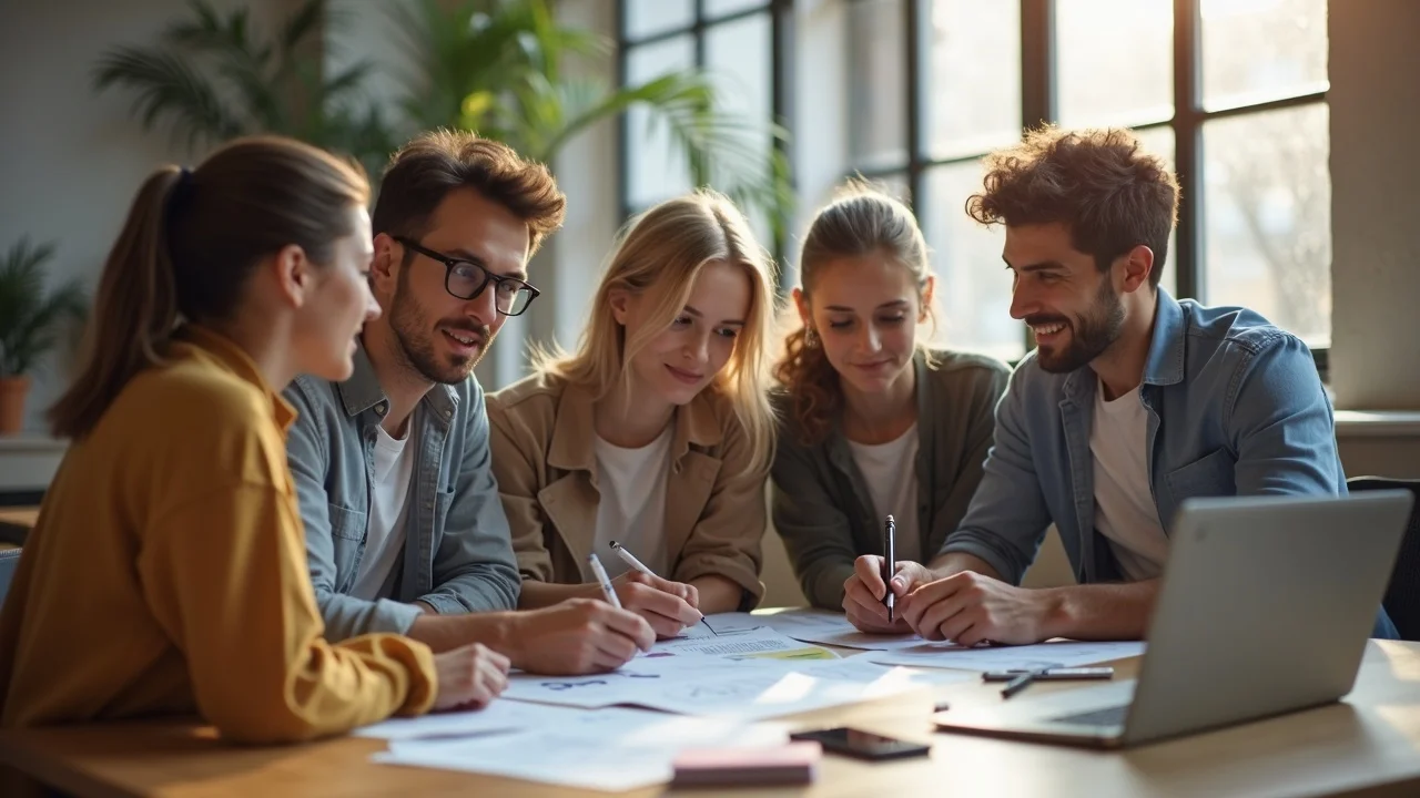 Focused startup team collaborating on website audit emphasizing ai search visibility warning signs
