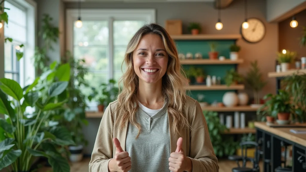 Visionary climate tech founder in an eco-friendly workspace surrounded by sustainable technology, highlighting the rising visibility of climate tech startups