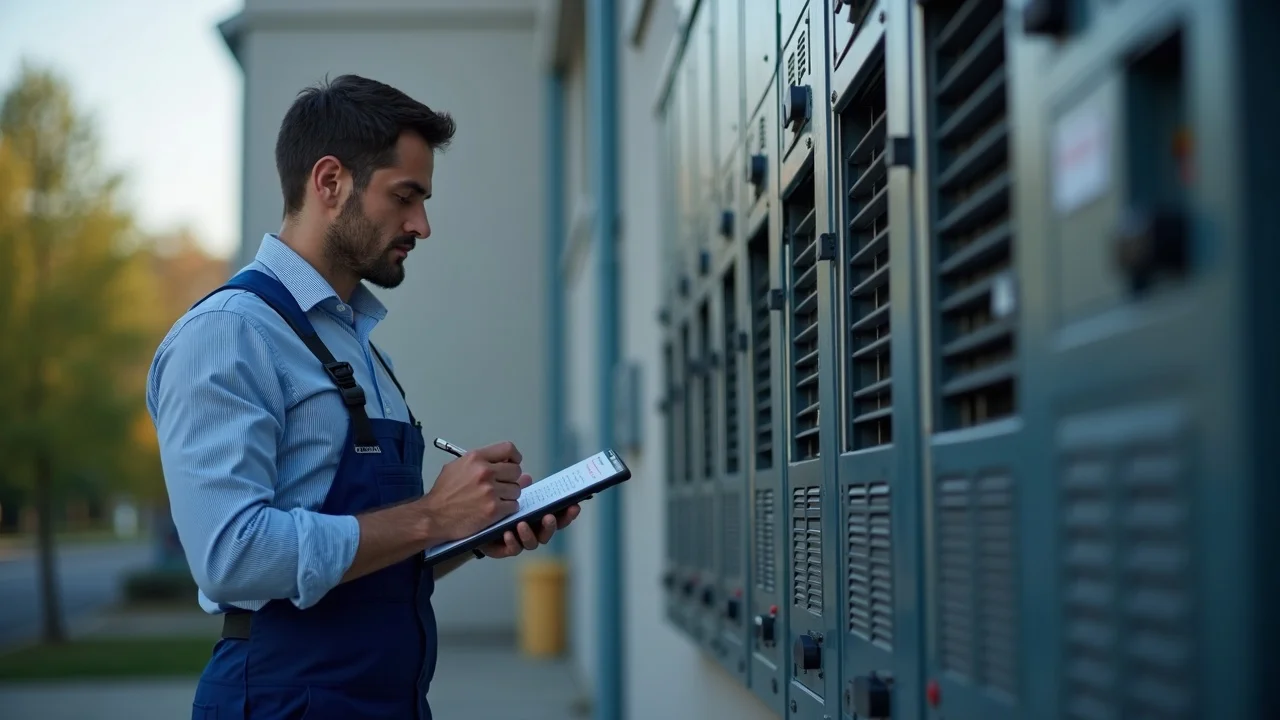 Preventive HVAC maintenance Virginia: professional technician performing routine commercial HVAC system inspection in Virginia